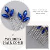 Yean Blue Crystal Wedding Hair Comb Silver Hair Piece Set Rhinestone Bridal Hair Accessories for Women and Girls(3 Pcs) (Silver)