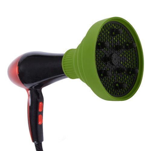 Silicone Hair Dryer Diffuser Collapsible 6 Colors Available Portable Hair Salon Tools for Home and Travel (Green)