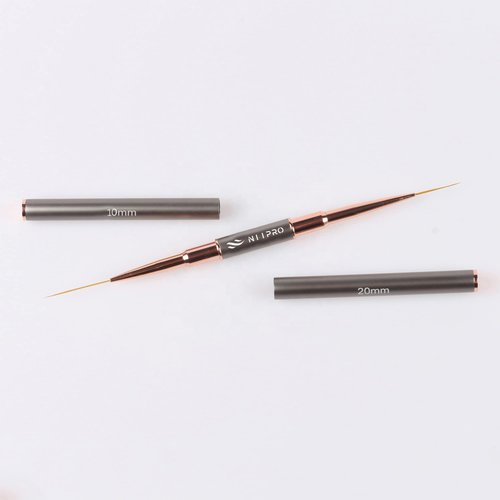 Dual Striping Nail Art Brush for Long Lines, liner brush, 2 in 1 detail brush, nail art brush (Gray)