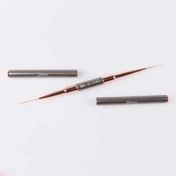 Dual Striping Nail Art Brush for Long Lines, liner brush, 2 in 1 detail brush, nail art brush (Gray)