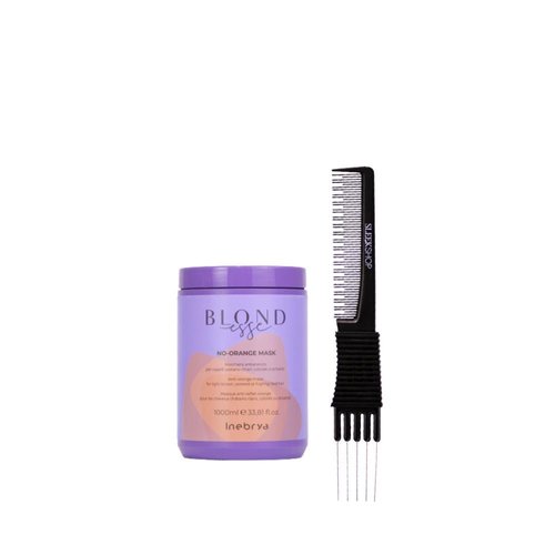 kuss Inebrya Blondesse No-Orange Mask (33.8 oz) with Teasing Comb Pack of 1, Purple