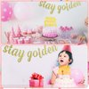 Happy Golden Birthday Cake Topper, Stay Golden Glitter Banner Gold Birthday Decorations Golden Girls Party Supplies Golden Birthday Gifts Hanging Garland for Boys Girls Birthday Baby Shower Party