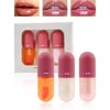 Hydrating Lip Glow Oil-3Pcs Moisturizing Lip Plumper Gloss Lip Oil, Color Changing Lip Oil Tinted Plumping Lip Gloss, Shimmery Glossy Finish Nourishing Non-Sticky Lipgloss, Clear Shiny and Vegan-Set B