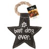 Pavilion Gift Company Best Ever Star Shaped Sturdy Canvas Tug of War Dog Toy, 9", Grey, White, Tan