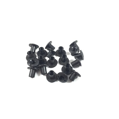 Gun Guy Gear - Open Back Screw Posts Black Finish 20 Pk Leathercraft & Kydex Holster Screw Posts (1/4")
