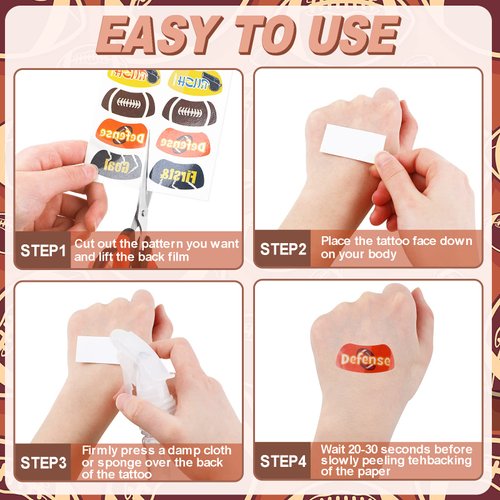 CCINEE 240Pcs Football Face Tattoos, 20 Sheets Football Body Temporary Stickers Under Eye Sticker Face Paint for Football Game Party Birthday Theme Party Decoration Favor Supplies Scholl Reward Prizes