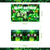 Green Gamer Birthday Party Decoration - 217Pcs Video Game Gaming Party Supplies For Boys Birthday Party - Backdrop, Table Cover, Plates, Cups, Napkins, Utensils, Hanging Swirls, Cupcake Topper, Cake