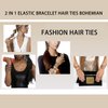 GUOXI Chain Metal Design 2 in 1 Elastic Bracelet Hair Ties Bohemian Style Women Hair Scrunchies Ponytail Holder Hair Bands For Thick and Curly (3PCS Black)