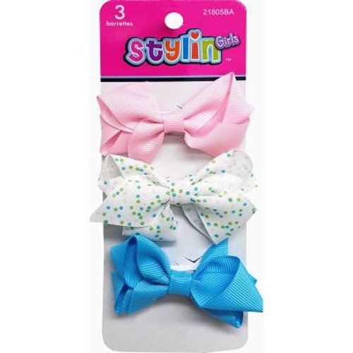 3pc Bow Barrettes,Shalom International,21805ba