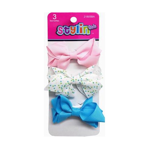 3pc Bow Barrettes,Shalom International,21805ba