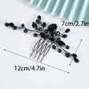 Teyglen Black Crystal Hair Comb Bridal Black Rhinestone Hair Comb Wedding Hair Accessories Shiny Black Rhinestone Side Hair Comb Black Headpiece Hair Pieces for Women Bride Girls
