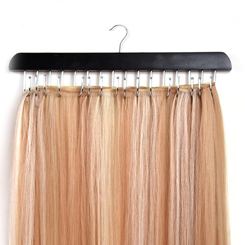 Rose bud Hair Extensions Holder Rack 1PC Black Wood Metal Hair Extension Hanger Holder for Styling Braiding Washing
