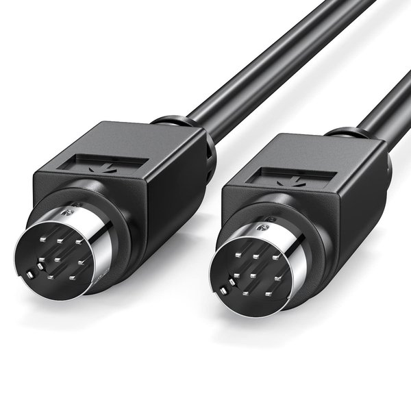 JUXINICE Mini-DIN 8-pin Male to Male Cable,Copper Wire 8 PIN Serial RS232 Cable Suitable for JVC Subwoofer Replacement 8 Pin Cable Home Theater Audio (6FT,Black