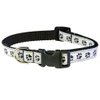 Small Black/Wht. Puppy Paws Dog Collar: 5/8" wide, Adjusts 10-14" - Made in USA.