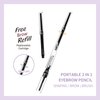 Music Flower Eyebrow Pencil,Portable 3 in 1 Eyebrow Shaping Enhancing Kit with Brow Trimmer & Brow Brush + Replaceable Brow Refills (Black)