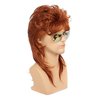 Mullet Wigs for Men, 80S Long Hair Curly Orange Wig 70S Curly Disco Punk Rock Ginger Wig for Halloween Cosplay Christmas Party