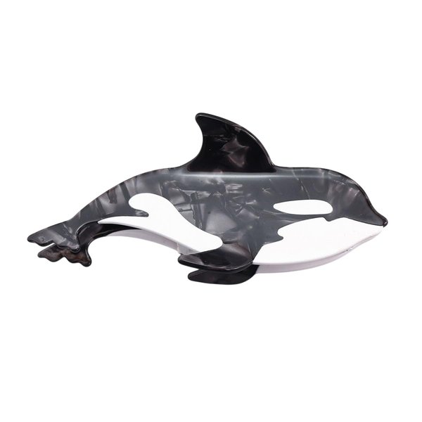 Cute Ocean Killer Whale Hair Clip,Acetate Claw Clips,Hair Clips for Women,Black