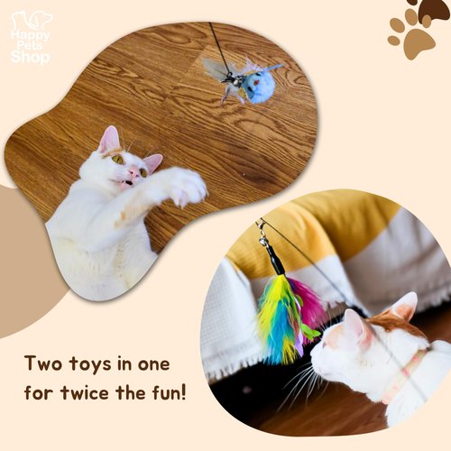 Happy Pets Shop Cat Toy Feather Wand Suction Cup - Interactive cat Toy - Automatic cat Toy - Interactive cat Toys for Indoor Cats - Cat Feather Toy Automatic - Interactive Bird Simulation Cat Toy