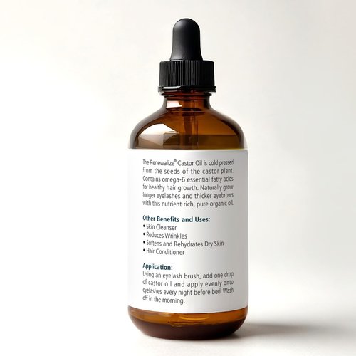Renewalize ORGANIC CASTOR OIL FACE MOISTURIZER - Cold Pressed - All Natural Skincare treatment - For use with the Oil Cleansing Method on Face and Skin - 4 fl oz