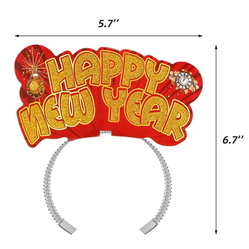 Fancy Land 12 Pack Happy New Year Hats Glitter Headbands NYE Tiaras 2025 New Years Eve Party Supplies for Adults Kids Women Men Hats