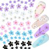 3D Colorful Flower Nail Charms White Pink Color Blue Purple Black Flowers Acrylic Nail Charms with Metal Golden Round Beads for Nail Art DIY Accessories