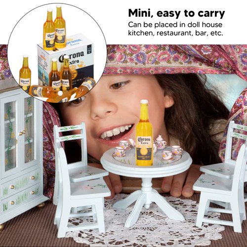 VINGVO Miniature Beer Bottles Dollhouse Accessories 1:12 Mini Portable Dollhouse Miniature Wine Bottles, Beer Can Beer Bottle Models for Fairy Garden Pub Bar Dolls House Tableware Decoration
