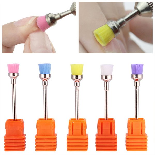 Electric Nail Drill Brush, 5pcs Nail Polish Grinding Drill Clean Brush Head Nail Dust Remover Nail Art Accessory for Household Nail Shop Use