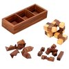 Ajuny 3-in-One Wooden Puzzle Games Set - 3D Puzzles for Teens and Adults - Challenging Brain Teasers 3D Puzzle IQ Logic Handcrafted Games, Includes Decorative Storage Box Best Gift 3 in 1 Game Set