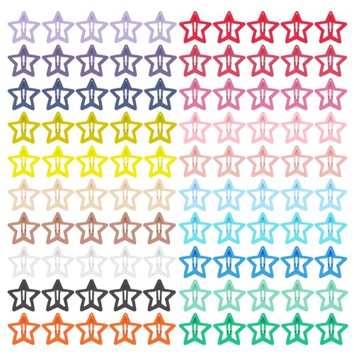 KUBOM 100 Pcs Star Hair Clips Non-slip Toddlers Colorful Cute Mixed Color Metal Hair Barrettes Hair Accessories for Women Girls