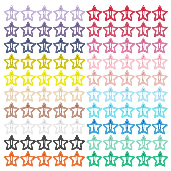 KUBOM 100 Pcs Star Hair Clips Non-slip Toddlers Colorful Cute Mixed Color Metal Hair Barrettes Hair Accessories for Women Girls
