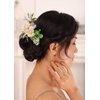 Kercisbeauty Women White Rose Flower Hair Comb Wedding Green Hair Accessories for Brides Bridesmaid Bun Hair Piece