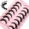False Eyelashes Wispy Lashes Natural Look Fake Eyelashes Cat Eye Lashes Mink Fluffy Strip False Lashes Fox Eye Lashes Pack 7 Pairs (7Pairs2hao)