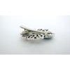 Generic Turquoise blue peacock stone crystal metal alligator hair clip fine thin hair