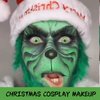 6Pcs Christmas Cosplay Makeup Kit,Highly Pigmented Christmas Face Paint,Green Face Makeup,Green Face Paint,Green Face Piant+Sponges+Setting Powder+Black Face Paint Stick+Santa Hat