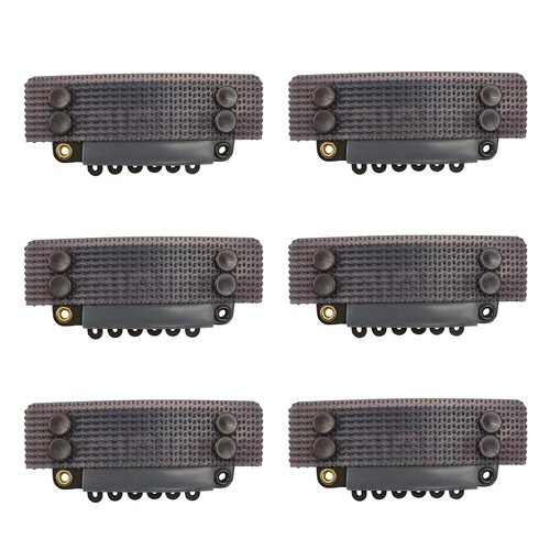 6 Pcs Stickable Wigs Clips U-Shape Snap Clips 32mm 6-Teeth Hair Extensions Clips with Rubber for Hair Extensions (Dark Brown)