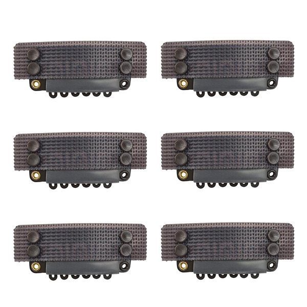 6 Pcs Stickable Wigs Clips U-Shape Snap Clips 32mm 6-Teeth Hair Extensions Clips with Rubber for Hair Extensions (Dark Brown)