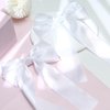 NCMAMA 2Pcs Hair Bows for Girls Hair Clip White Silk Hair Bow Ribbon Hair Accessories for Women Toddlers Infant Teens Kids(White)