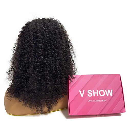 V SHOW Glueless Wigs Human Hair Pre Plucked Put Cut Kinky Curly Lace Front Wigs Human Hair Upgraded No Glue Wear Go Lace Closure Wigs Human Hair Pre Plucked with Baby Hair 22 Inch