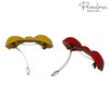 Parcelona French Angel Bow Red and Yellow Small 2” Celluloid Set of 2 Hair Clip Barrettes for Girls