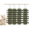 Rabbit Bunny Treats Guinea Pigs Chew Toys Sticks with Grass Cakes Heart Shaped Chew Toys Pets Treats for Bunny Rabbits Hamster Chinchilla 4Pcs