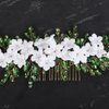 Teyglen Bride Flower Wedding Hair Comb Headband White Flower Rhinestone Headpiece Bridal Green Crystal Hair Piece Hair Accessories for Women Girls (Green)