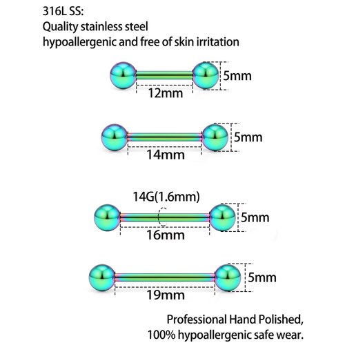 Kadogohno Tongue Piercing Kit, Nipple Piercing Kit, Bridge Piercing Kit, Tongue Rings, Nipple Piercing Jewelry, Tongue Piercing Jewelry, Tongue Ring, Bridge Piercing Jewelry, Tongue Piercing