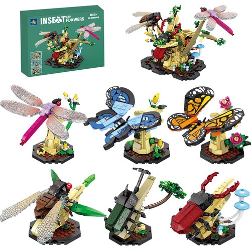 KAZI Bugs Building Toy Set,Insect Collection Building Blocks Including 6 Different Bugs,6 in 1 Bug Toys for Kids Age 8 and Up,Play and Display Gift Idea for Boys and Girls Adults