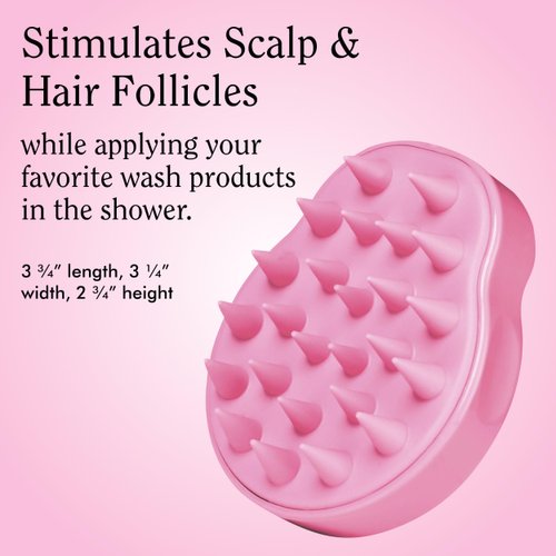 Rizos Curls Scalp Massage Brush, Remove Buildup, Stimulate Scalp Supporting Hair Health & Growth, Remove Dandruff Soothing Scalp, Comfortable Hold, Pink