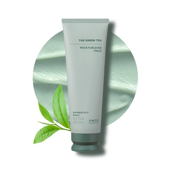 AMOS PROFESSIONAL The Green Tea Moisturizing Pack, Hair & Scalp Treatment for Thinning Hair, Korean Hair Mask, Strengthening Hair, All Hair Types, 8.4 fl.oz
