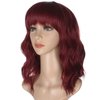 morvally Short Wine Red Wavy Bob Wig with Bangs for Women 16 Inches Natural Synthetic Burgundy Hair Wavy Wigs