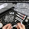 Cludoo 25000Pcs Silver Clear Rhinestones with b7000 Rhinestones Glue for Crafts, Flatback Gems Crystal Rhinestones Kit with Tweezer Picker Pens for Clothes Fabric Shoes, Tumblers,Jewelry Making