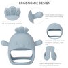Socub Silicone Baby Teether Toy for Infants 3+ Months, BPA Free Anti-Drop Silicone Mitten Teething Toy for Soothing Sore Gums, Baby Chew Toys for Sucking Needs, Dusty Blue
