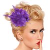 Rose Flower Hair Clip Purple Ladies Feather Flower Hair Clip Artificial Flower Brooch Hairpin Feather Hairband Floral Hats Barrette for Girl Headwear Dress Halloween Christmas Valentine Wedding Prom