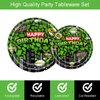 96 Pcs Ninja Superhero Birthday Party Plates and Napkins Green Comics Cityscape Buildings Party Supplies Set Boy Kids Green Tortoise Birthday Party Decorations Serve 24 Guests Tableware